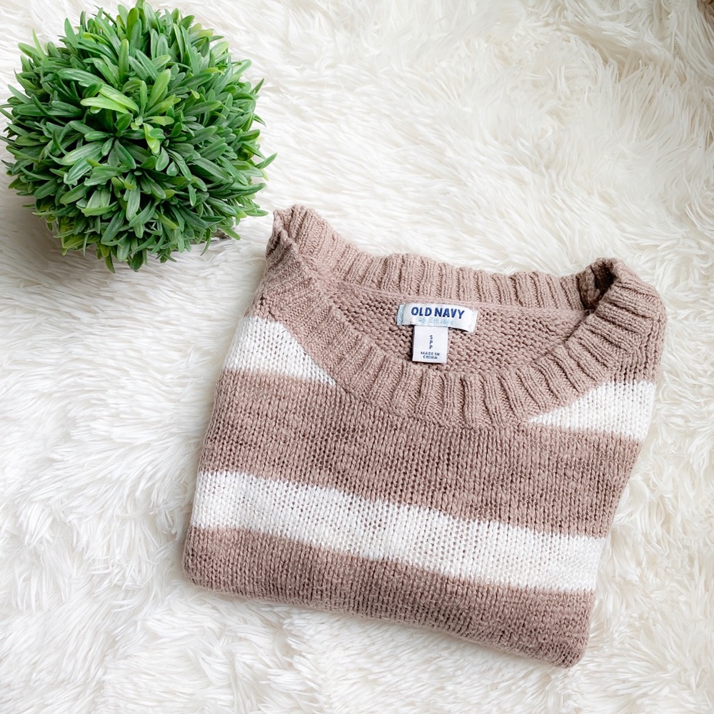 WMS Neutral Stripe 3/4 Sleeve Sweater